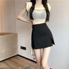 2024 Summer Black A-Line High Waist Skort - Slimming Design for Women