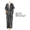 Overcoat Tie-dyed Boho Striped Ladies Black White Tie-dyed Long Cardigan for Beach