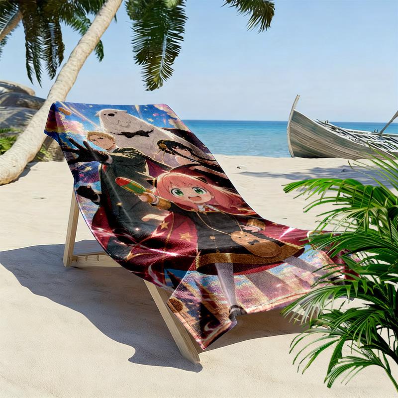 Spy x Family Print Beach Towel, Large Soft Quick Dry Towel for Beach Camping Swimming