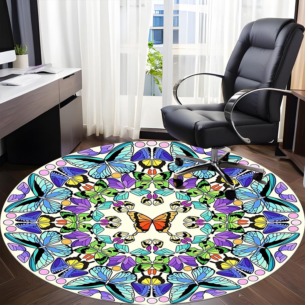 1pc Butterfly Mandala Chair Carpet for Office, , Non-slip carpet, Very suitable for offices, farmhouses,Outdoor carpet yy251120034