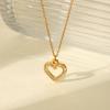 Hollow Heart Zircon Pendant Necklace Stainless Steel Luxury Chain Women's Versatile Jewelry