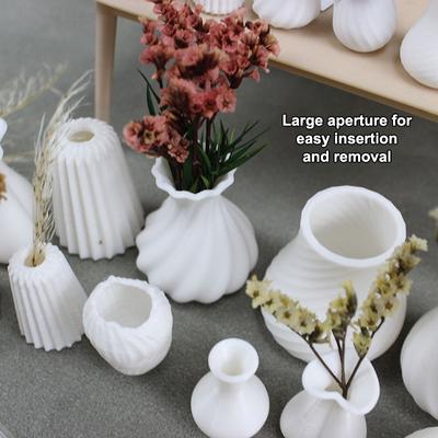 7 Teile/satz Puppenhaus Weiß Kunst Vase Modell Ornament Puppe Hause Blumenarrangement Decor Puppenhaus Miniatur Szene Handwerk Ornamente