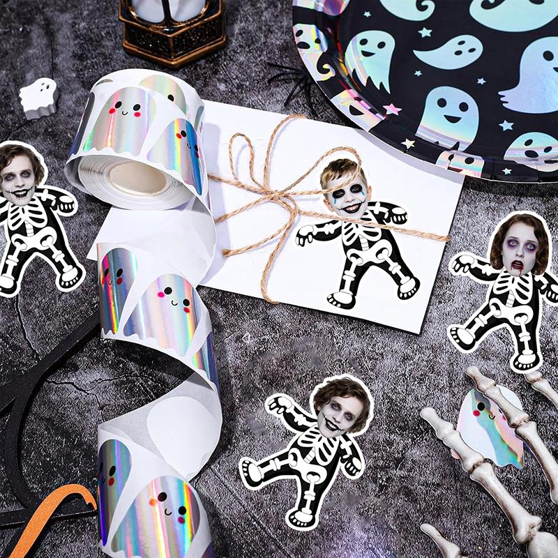 20pcs Personalized Sticker Horrible Halloween Party Decor Customized Skull Design Your Own Head Lable Hallow Sealing Stickers