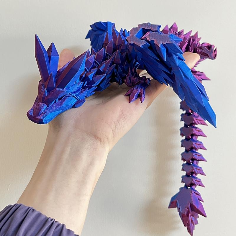 3D Printed Crystal Flying Dragon Movable Wing Toy Landscape Decoration