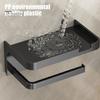 Toilet Paper Holder with Storage Shelf Strong Load-bearing Simple Installation Self-Adhesive Roll Paper Holder Bathroom Organizer