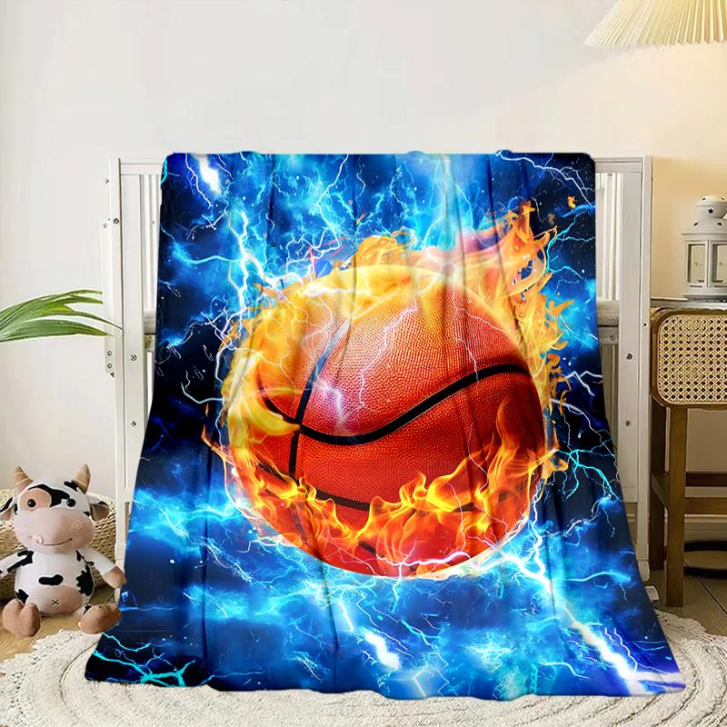 Soccer Ball Bursting Through Blanket Flannel Blanket for Bed, Sofa, Camping, Hiking, Picnic Essentials, Gift for Family Fan Gifts