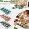 Rectangular Silicone Tray with Lid Large Capacity Four Compartment Mold for Freezer Storage and Beverage Preparation