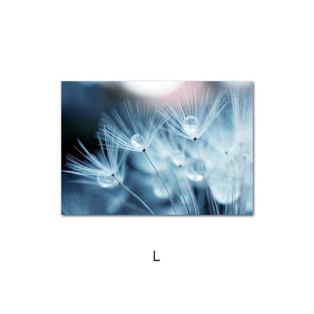 Blaue Pflanzen und Blumen Gemälde Löwenzahn Wandkunst Leinwand Gemälde Sukkulenten Wandbilder für Wohnzimmer Dekor Poster