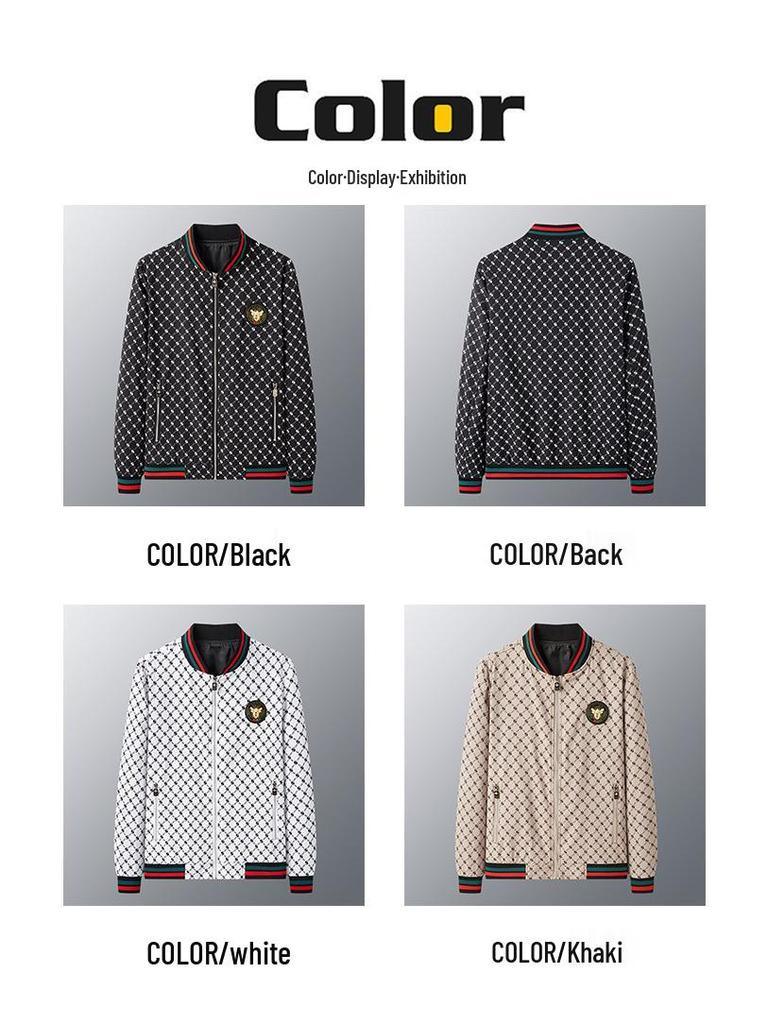 Europeisk Vår/Höst Herr Casual Jacka med Baseballkrage och Bokstaven S Tryck