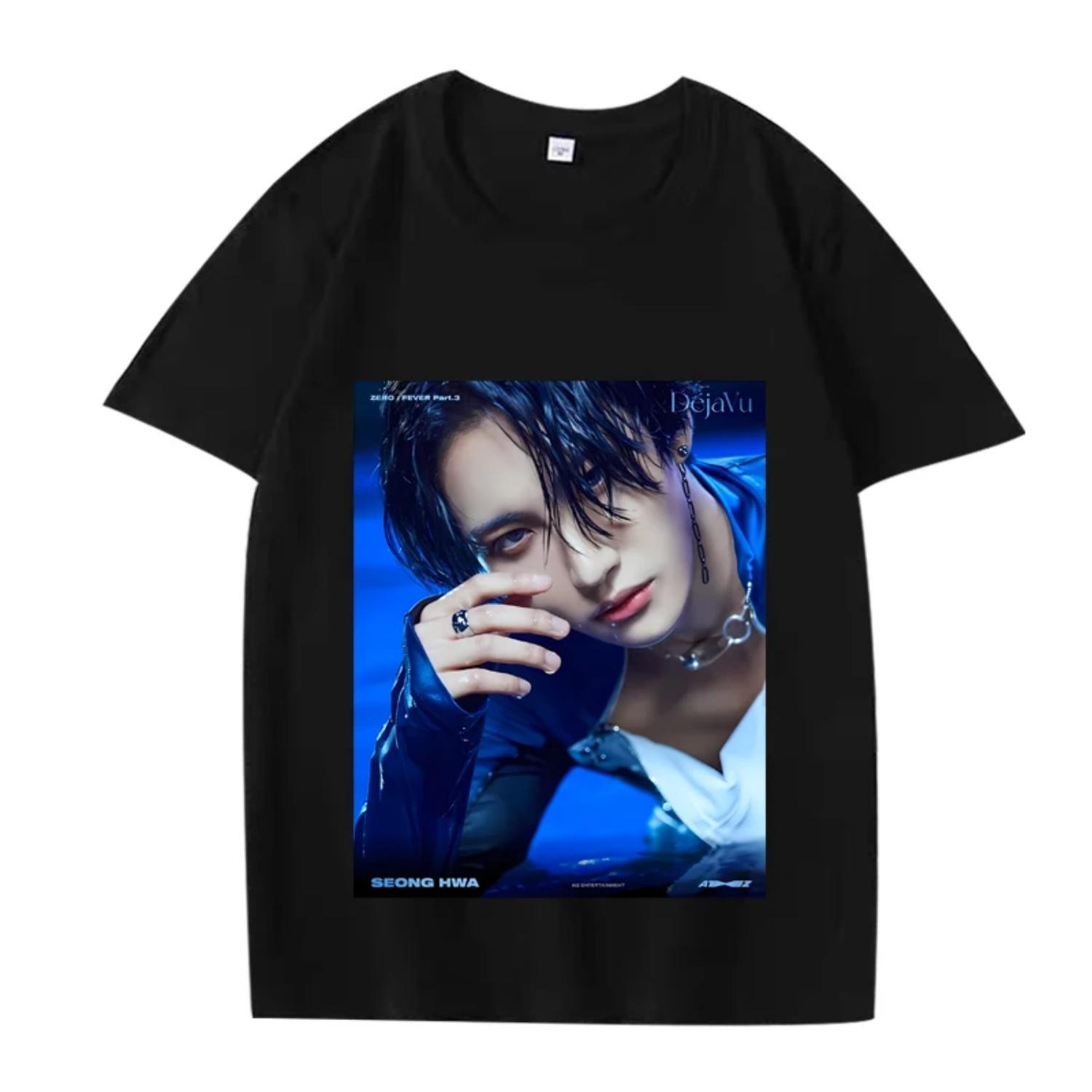

Ateez Seonghwa k-pop графические футболки мужские женские Оверсайз 100% Хлопок уличная мода смешной топ короткий рукав Летний принт Унисекс топы S