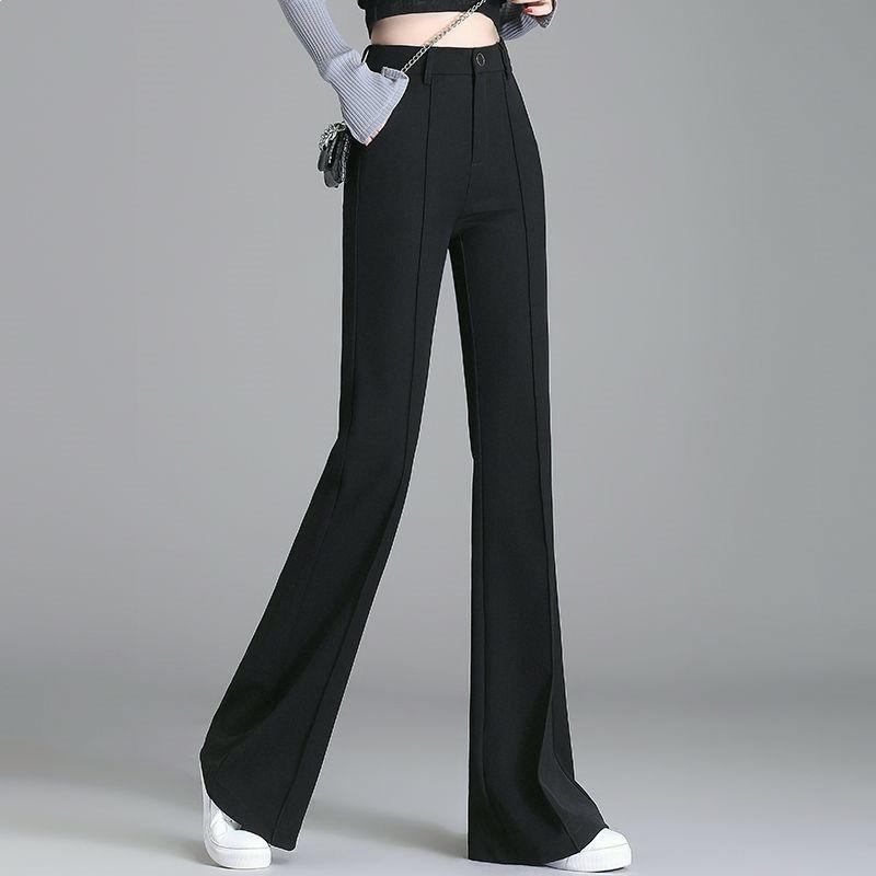 

Women s High Waist Black Micro Flare Pants - Slimming, Flattering, Drape Elastic Petite Suit for Spring/Autumn L (105-118 jin)