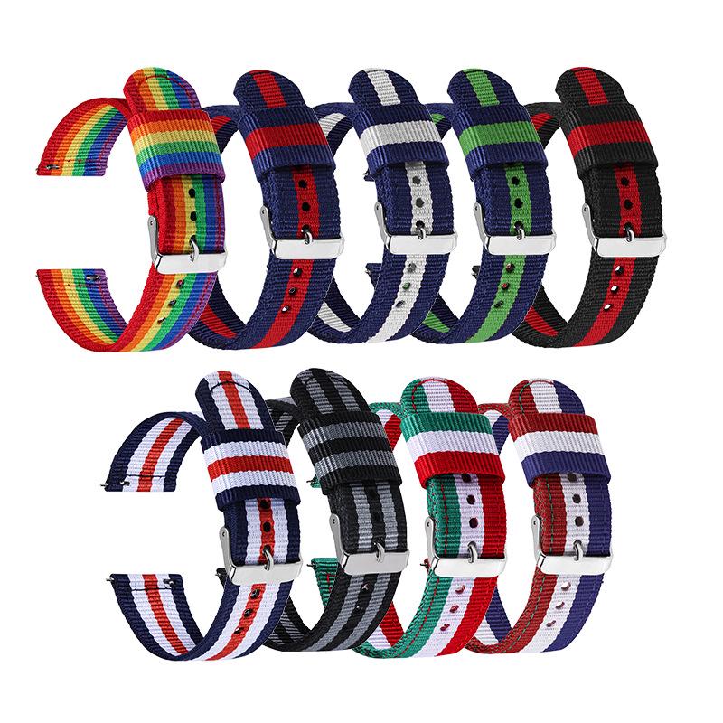 

Huawei Samsung Universal Striped Canvas Nylon Quick Release Watch Strap, 20mm/22mm. 20mm