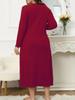 Spring New Arrivals Plus Size Dresses V-Neck Long Sleeve Solid Color Ear Trim Fashion Women's Clothing