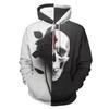 Autumn Skull Halloween Digital Printed Sweatshirt Fashion Thin Men's Pullover Hoodie