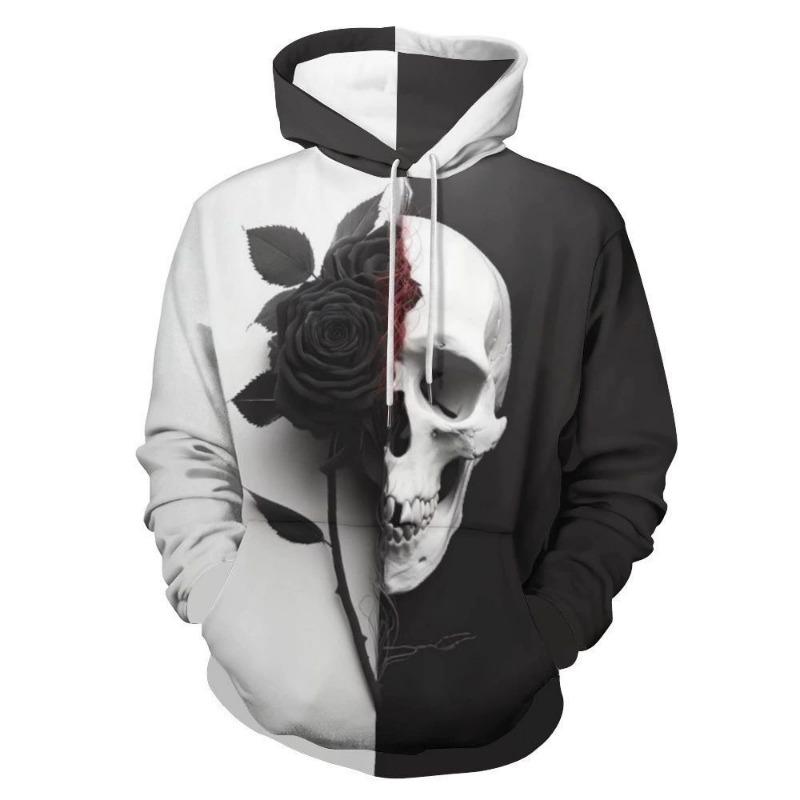 Autumn Skull Halloween Digital Printed Sweatshirt Fashion Thin Men's Pullover Hoodie