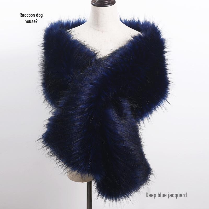 Women's Faux Fox Fur Shawl Cloak: Thick Autumn/Winter Bridal Evening Scarf and Neck Warmer