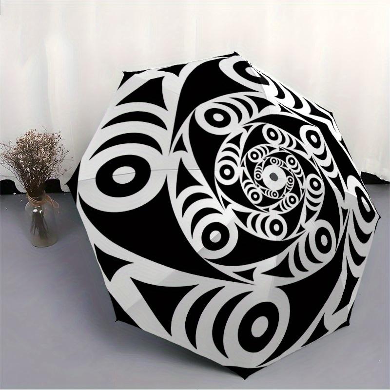 1pc Black and White Design Automatic Opening/closing Umbrella with Auto Open/Close, Perfect Gift for Friends, Durable Plastic Handle Yy250801141