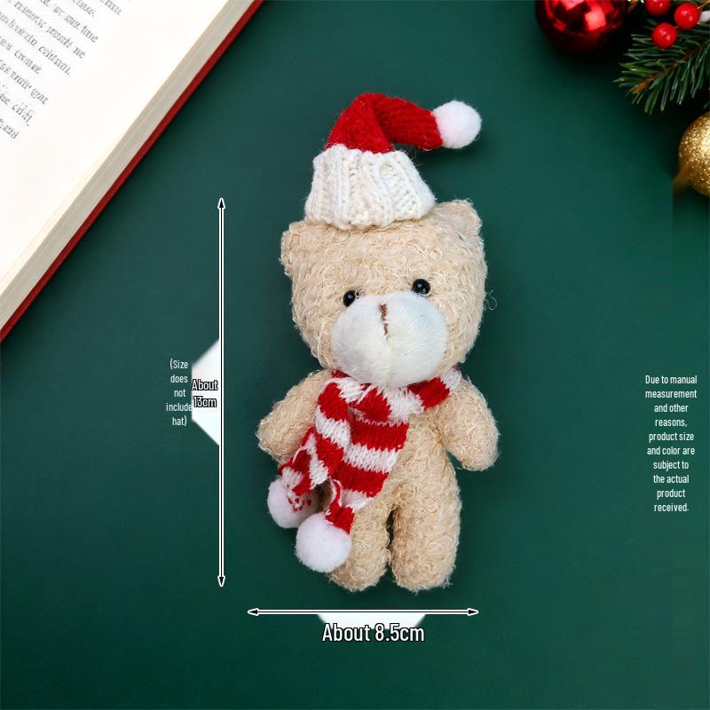 Christmas Blush Bear Plush Keyring with Scarf - Cute One-Piece Bag Charm Toy Gift
