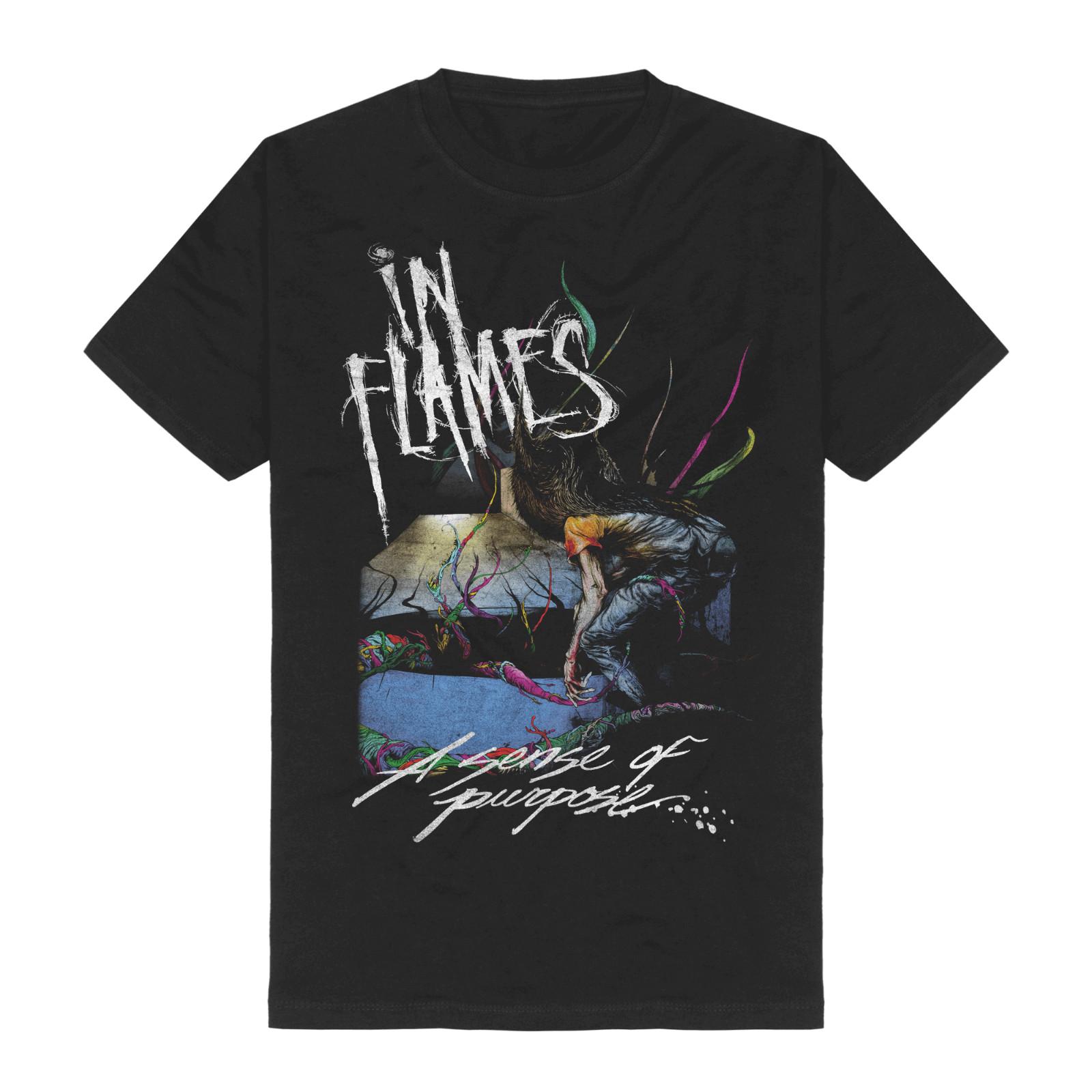 Vtg In Flames Music Band Heavy Cotton Black Full Size Unisex Shirt CM813 XXXL