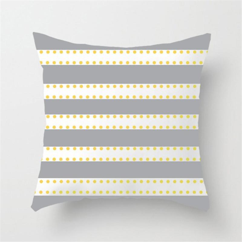 Grey Yellow Geometric Stripe Printed Pillowcase Modern Home Living Room Sofa Car Office Decoration Throw Pillow