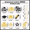 20Pcs Gold Black Graduation Hanging Swirl Decor, Class of 2025 Hanging Decorations, I’m Done, Congrats Grad, 2025 Happy Graduation Party