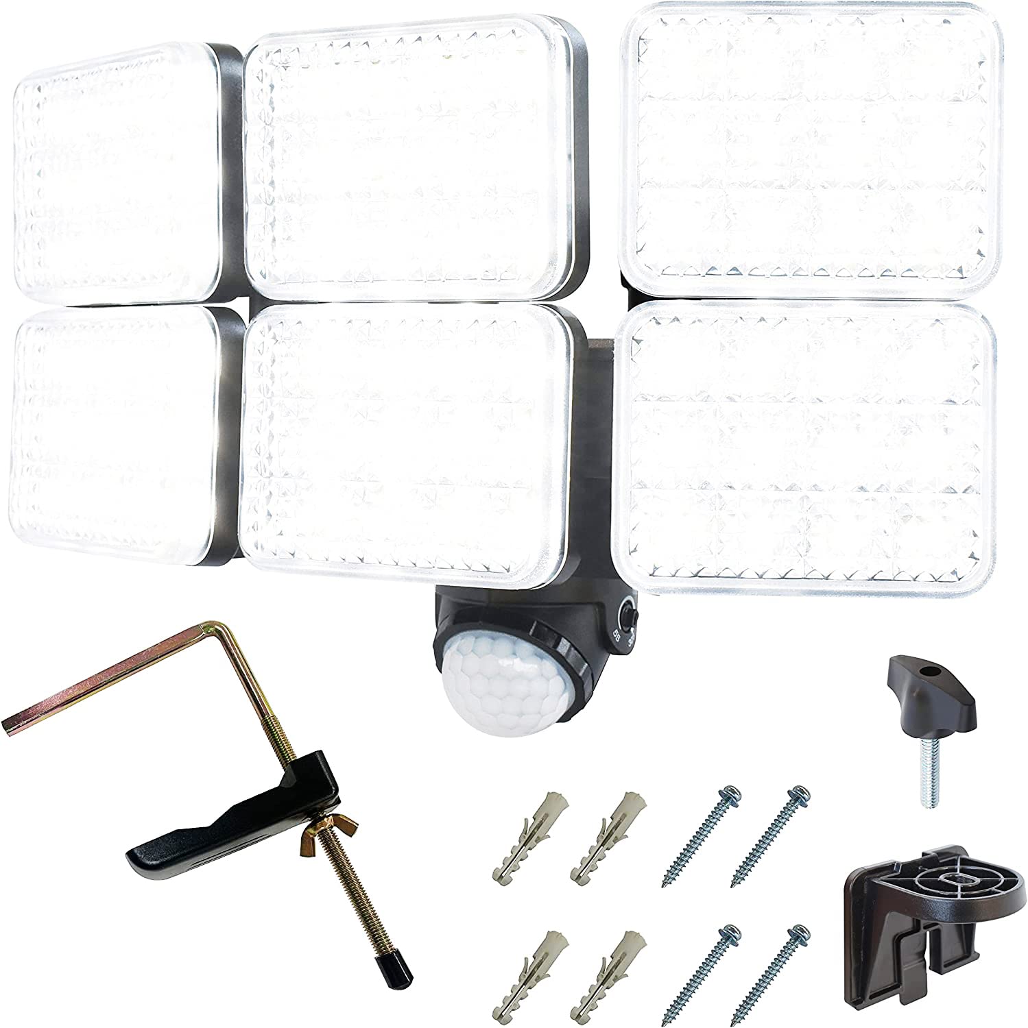 

Daishin DLA-10T600 Sensor Light, 6000 Lumens, 6-Light, 100V AC Outlet, Adjustable Dimming, Parking Lot, Rental, Commercial Use, Adjustable Mounting