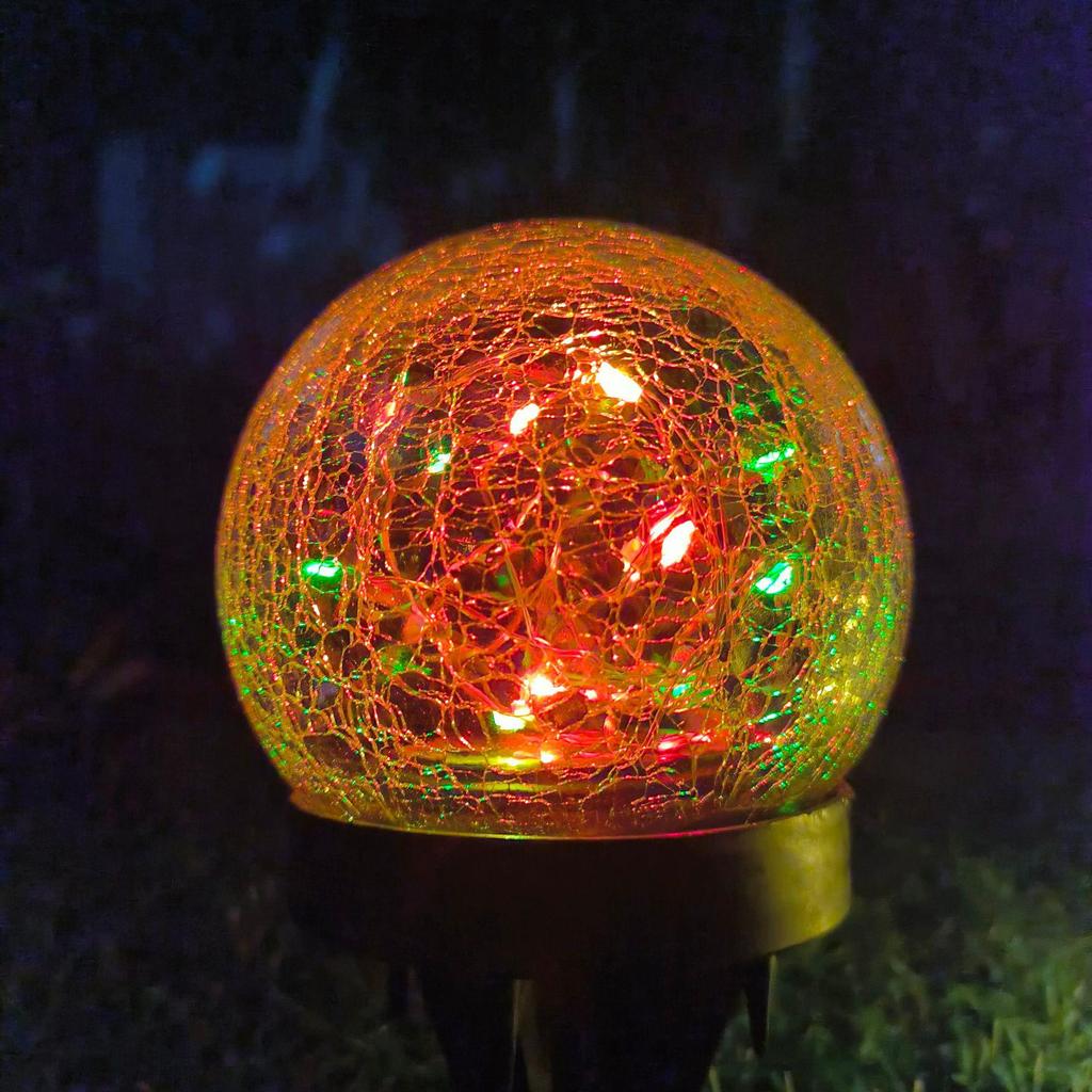 Solar-Powered Decorative Crackle Glass Lights for Garden & Courtyard