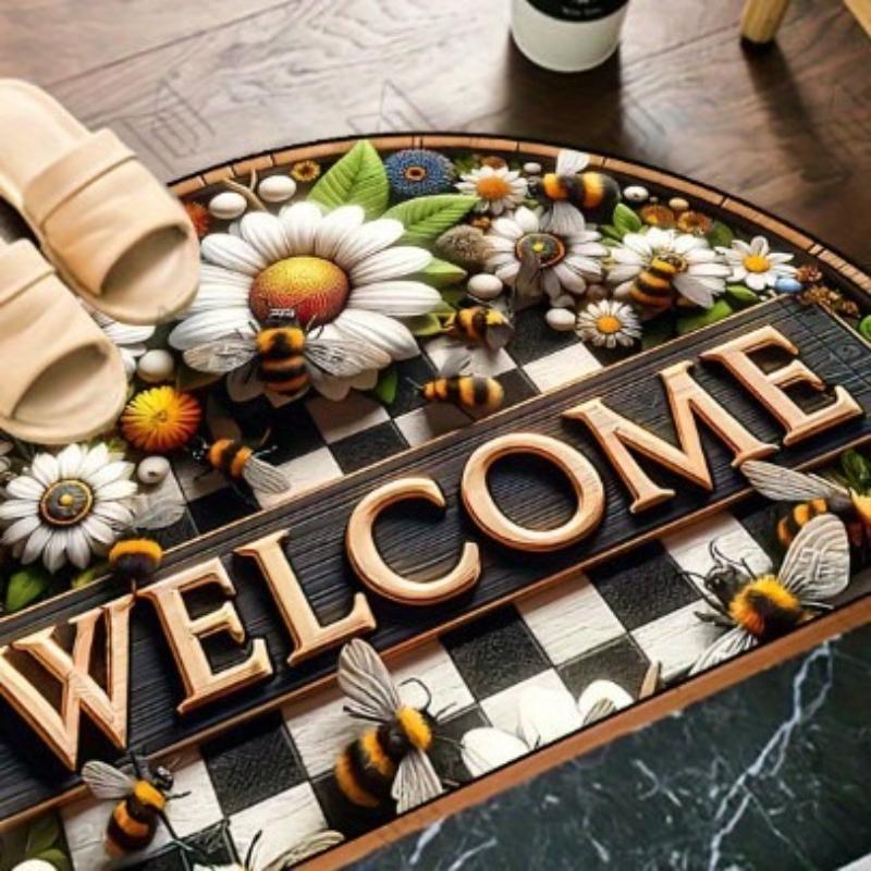 

2D Коврики для дверей с цветочным принтом, Ковровые дорожки для коридора, Абсорбирующие ковры из хрустального вельвета, Подходят для ванных комнат, дверных проемов и спален 40*60cm