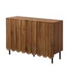 Modern wood-colored sideboard with wave doors – 120x35x80 cm – handleless, adjustable shelves – storage space for living room, hallway & dining room