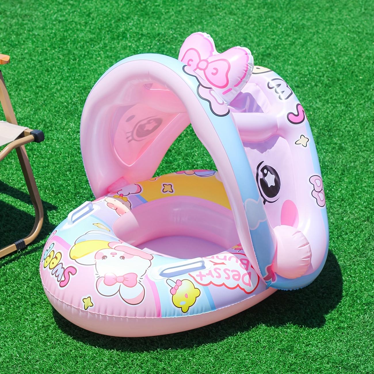 

Cute Pink Inflatable Rabbit Sunshade Seat Cushion Summer Essential Underarm Ring Suitable for Weight Under 66.14LB розовый