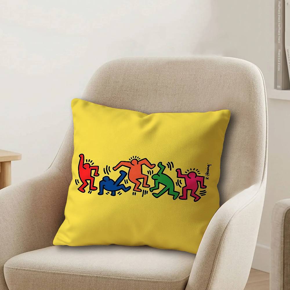 KKeiths HHarings Pillowcase toon Gift Cushion Cover Bedroom Home Sofa Chair Seat Decor pillow case