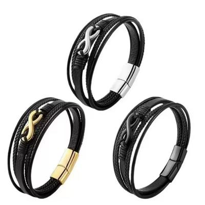 Multi-layer Woven Leather Rope Leather Bracelet Unlimited 8 Characters Premium Sense Woven Retro Bracelet Magnetic
