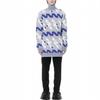 We11done FW21 Blue Geometric Pattern Jacquard High Neck Wool Sweater Unisex sweater Gray WD-KT3-21-646-U-BL