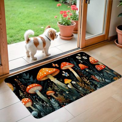1 Stück Pilzwaldmuster Küchenteppich Rutschfeste Fußmatten Pop-Design Badezimmerteppich Badematte Teppich für Zuhause Spüle Wäsche Dekor