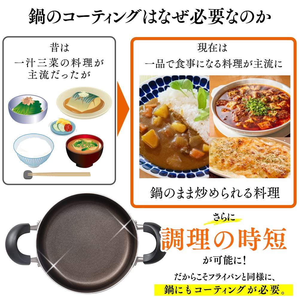 IRIS OHYAMA 28cm with Diamond Easy To Black Pot, Gas/IH Compatible, Lid, Coating, Long-lasting, Non-stick, Clean, DIS-P28