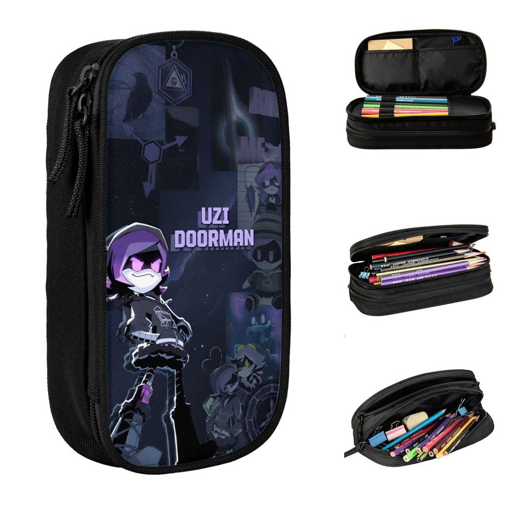 Murder Drones Pencil Cases Fun Uzi Doorman Purple Aesthetic Pen Holder Bag Kids Large Storage School Supplies Gifts Pencil Box