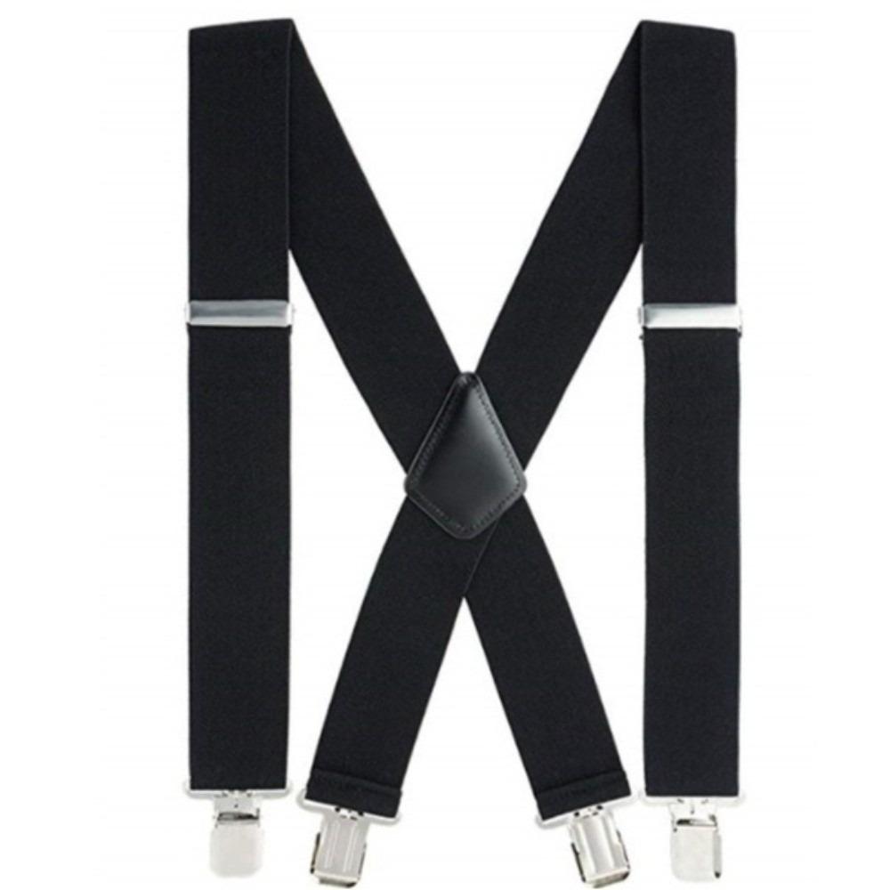 5cm Wide X-Type Suspenders Solid Color Elastic Pants Braces Simple Adjustable Suspenders Business