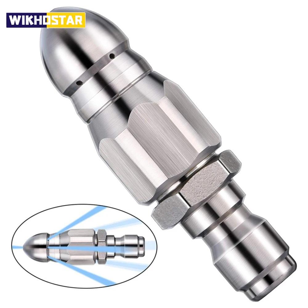 Water Jet High Pressure Sprayer Nozzle Clean Sewer 1/4" Stainless Steel Pressure Washer Quick Plug Drain Hose Nozzle Tool Water