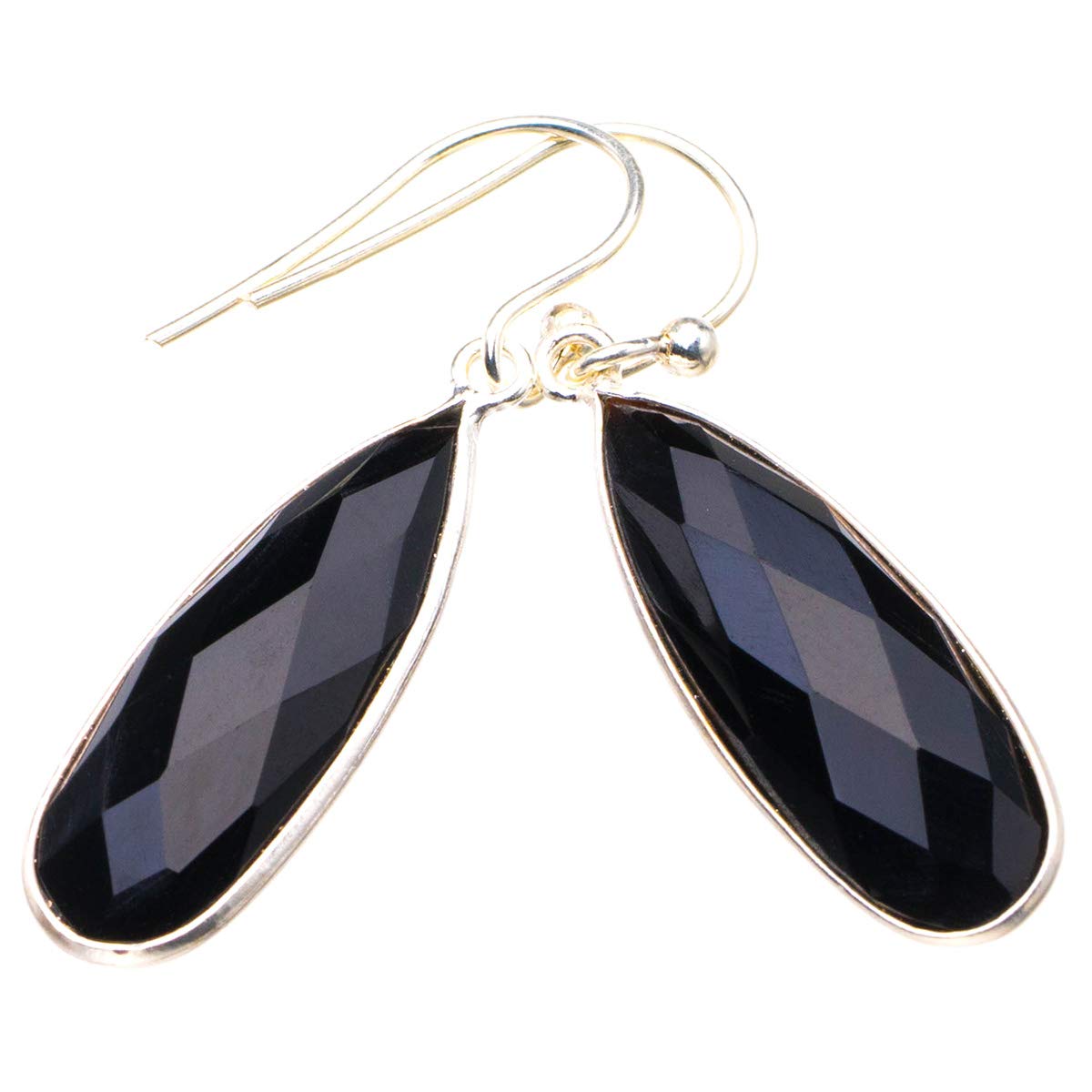 

StarGems® Natural Black Onyx Handmade 925 Sterling Silver Earrings 1.5 D3901