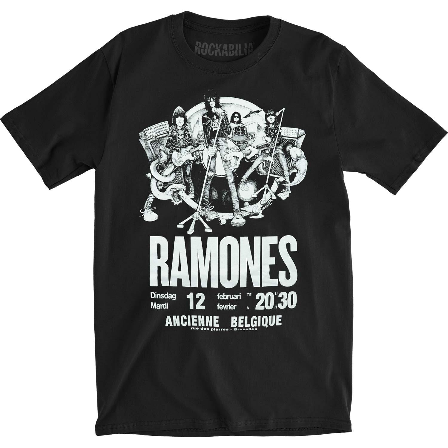 Men s Ramones Belgique Eco-Tee Vintage T-shirt Small Black 4XL