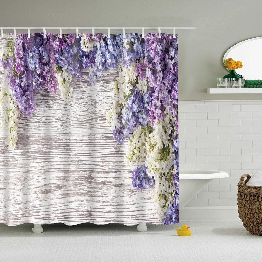 Tropical Green Plant Palm Leaves Bathroom Accessories Set Shower Curtain Bathroom Curtains Waterproof Polyester with Hooks