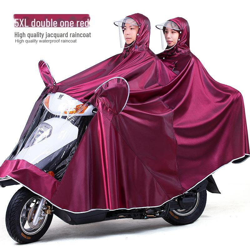 Double Electric Car/Motorcycle Raincoat - Thickened, Enlarged Jacquard for Two Adults