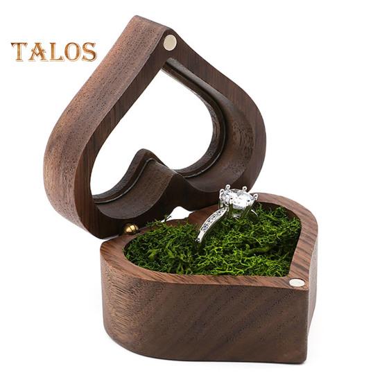 

Подарочная коробка для колец с прозрачным окошком вмещает 2 кольца с мягкой губчатой подкладкой. Винтажная деревянная коробка для подарков на годовщину, день рождения и предложение руки и сердца. G