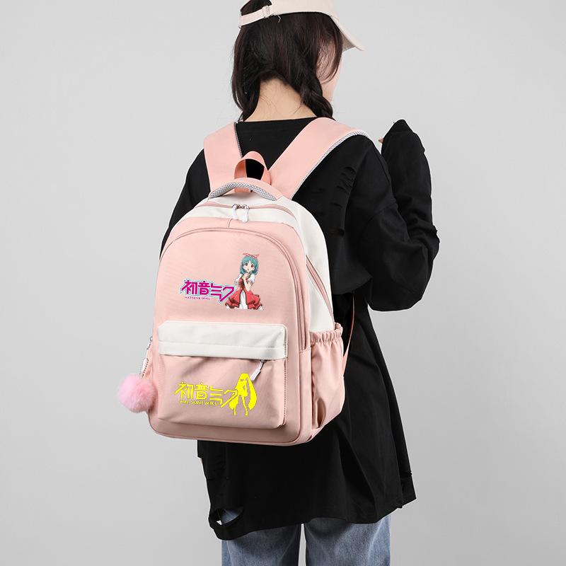 Anime Peripheral Hatsune Future School Bag Backpack Cartoon Backpack Candy Color Large Capacity Student School Bag Stationery