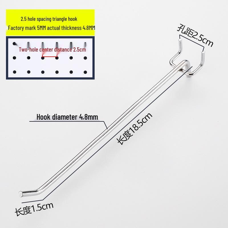 Lochwand und Schmuck Doppelzinkenhaken, Dreifuß, Supermarktregal und gerade Haken