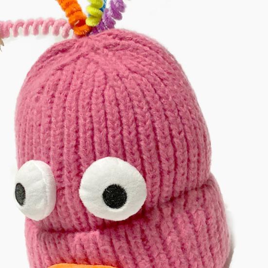 Women Knitted Hat Sausage Mouth Design Ear Protection Warm Hat 3D Big Eyes Versatile Hat Winter Accessory