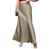 Women's Spring Summer Satin Silk-Like Half Skirt European American Style Simple Long Skirt