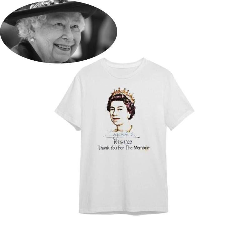 Gedenk-Unisex-T-Shirt für Königin Elizabeth II. mit kurzen Ärmeln in Schwarz und Weiß