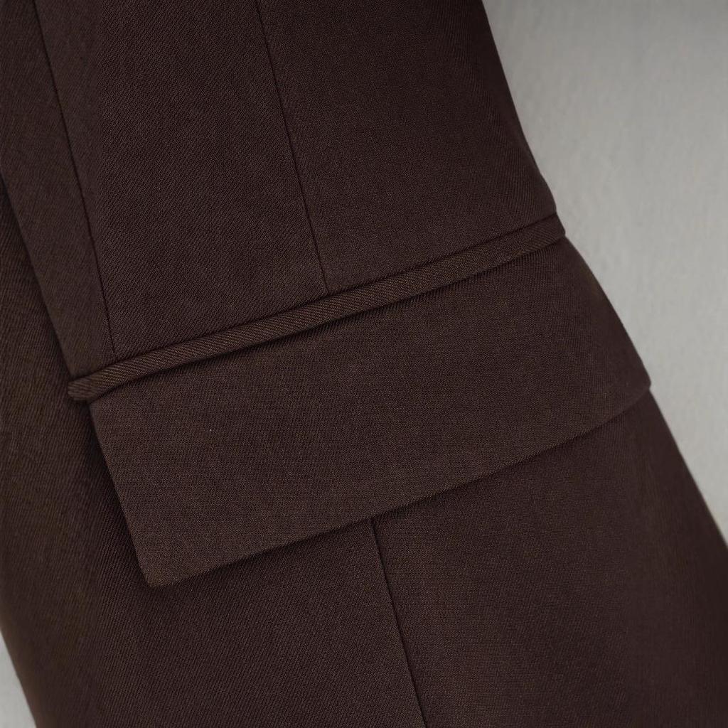 Wiosna 2025 Damski Szykowny Garnitur: Zestaw spódnicy midi z wysokim stanem i luźnych długich spodni