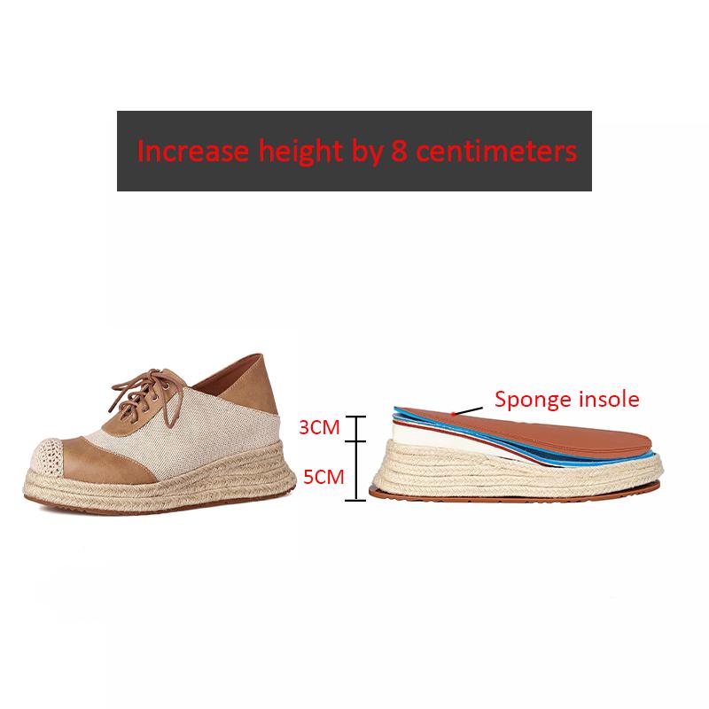 Brytyjski styl patchworkowe espadryle na koturnie z prawdziwej skóry z okrągłym noskiem, wiązane na krzyż, na płaskiej platformie, damskie płócienne buty rybackie